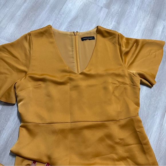 Banana Republic Yellow MIDI Flare Dress Sz 12 - Picture 7 of 9